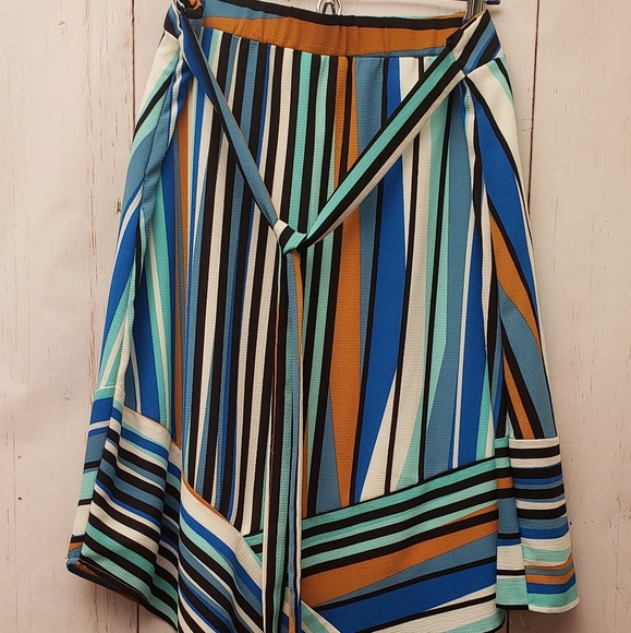 NY Collection StripedAsymmetrical Skirt (L) - Picture 3 of 7